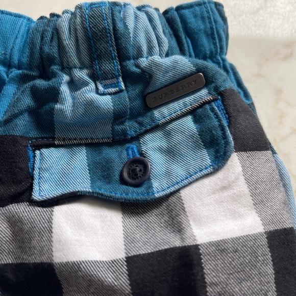 Burberry Children Shorts 6 month Blue Check Plaid - Picture 3 of 5